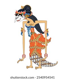 Fantoche Wayang, imagem dewi shinta ilustração vetorial, arte de performance javanesa tradicional.