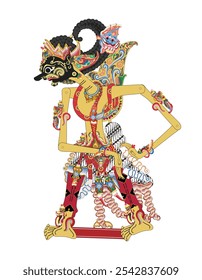 Wayang marionete sombra, Gatotkaca imagem vetor ilustração, Javanese tradicional performance arte.