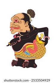 Wayang shadow puppet, bagong image vector illustration. Traditional javanese performance art.