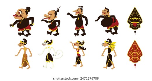 Wayang shadow Puppets Illustration Vector Set