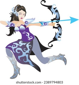 Wayang Srikandi Scifi Archer Vector Illustration