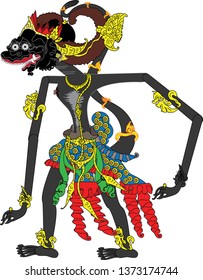 Wayang Suweda, Wanara  Character, Indonesian Traditional Shadow Puppet - Vector Illustration