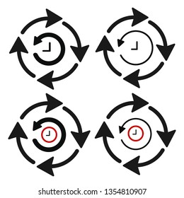 Wayback clock vector icon set. Redo icon history