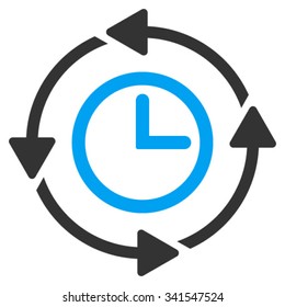Wayback Clock vector icon. Style is bicolor flat symbol, blue and gray colors, rounded angles, white background.