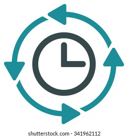 Wayback Clock vector icon. Style is bicolor flat symbol, soft blue colors, rounded angles, white background.