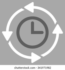 Wayback Clock vector icon. Style is bicolor flat symbol, dark gray and white colors, rounded angles, silver background.