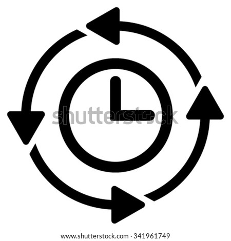 Wayback Clock vector icon. Style is flat symbol, black color, rounded angles, white background.