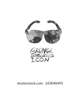 wayfarer fashion sunglasses silhouette, doodle sketch grunge style vector illustration.