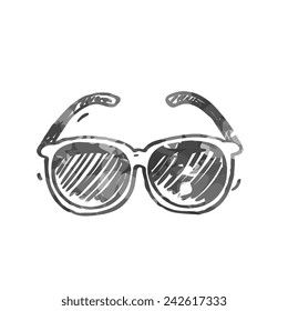 wayfarer sunglasses icon, hand drawn doodle style, vector illustration series. 