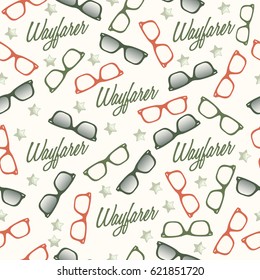 Wayfarer Sunglasses Seamless Pattern : Vector Illustration