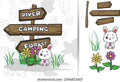 Wayfinding direction arrow board, place, in nature or mountains, vector design, editable.