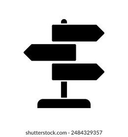 wayfinding sign icon, silhouette vector isolated on white background. simple and modern design