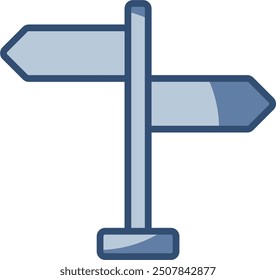 wayfinding sign vector icon transparent background. replaceable blue color design