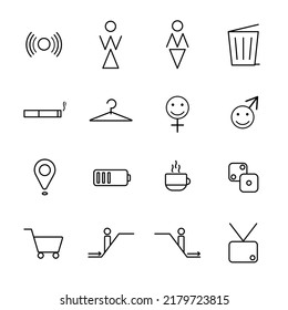 Wayfinding signage. Vector icons. Vector illustration. Flat style.
