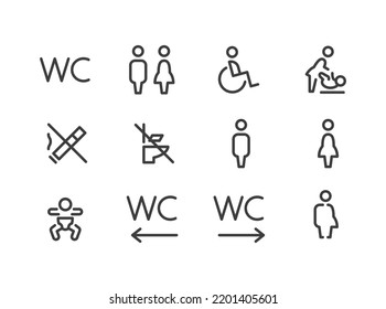 Wayfinding Wc Toilet Icon Set 