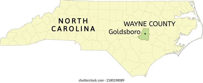 Wayne County And City Of Goldsboro Location On North Carolina State Map