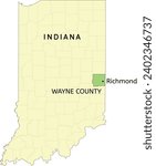Wayne County and city of Richmond location on Indiana state map