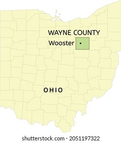 Wayne County And City Of Wooster Location On Ohio State Map