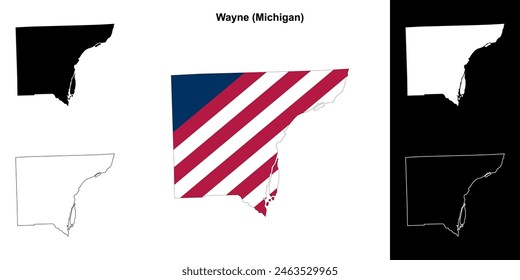 Wayne County (Michigan) outline map set