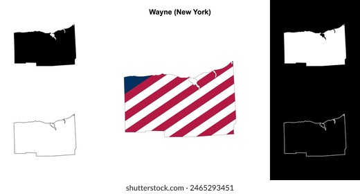 Wayne County (New York) outline map set