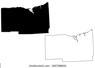 Wayne County, New York State (U.S. county, United States of America, USA, U.S., US) map vector illustration, scribble sketch Wayne map