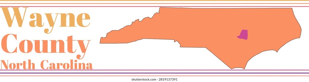 Wayne County North Carolina Highlighted on State Map