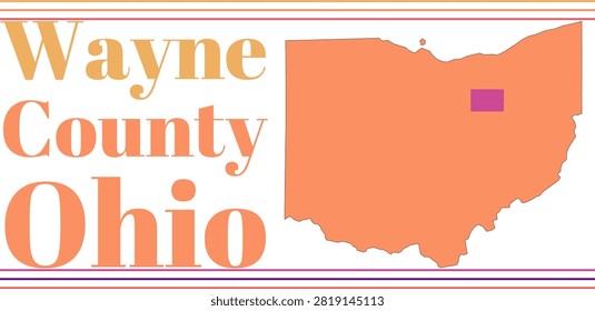 Wayne County Ohio Highlighted on State Map