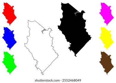 Wayne County, Estado da Virgínia Ocidental (EUA, EUA, EUA, EUA) mapa ilustração vetorial, esboço de rabisco Mapa de Wayne