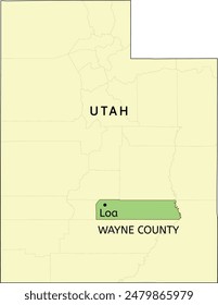 Wayne County and town of Loa location on Utah state map