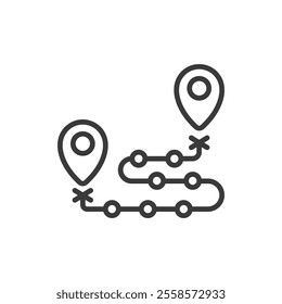 Waypoints, icon in line design. Waypoints, navigation, map, travel, location, route, direction on white background vector. Waypoints, icon in line design editable stroke icon