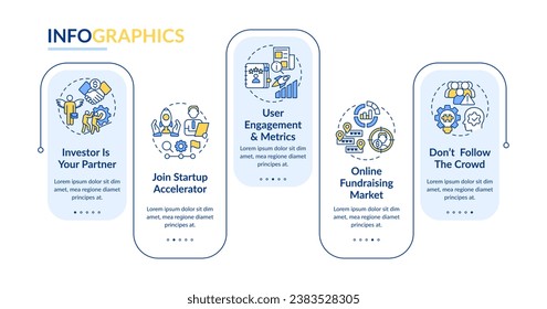 Ways to attract investors rectangle infographic template. Data visualization with 5 steps. Editable timeline info chart. Workflow layout with line icons Lato Bold, Regular fonts used