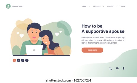 Ways to be a supportive family. Web page design with lifestyle or wedding concept for website and mobile website development. Flat vector illustration.