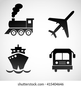 Ways of transport icon set. Vector art.