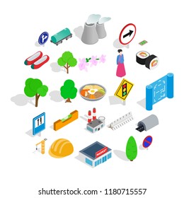 Wayside icons set. Isometric set of 25 wayside vector icons for web isolated on white background