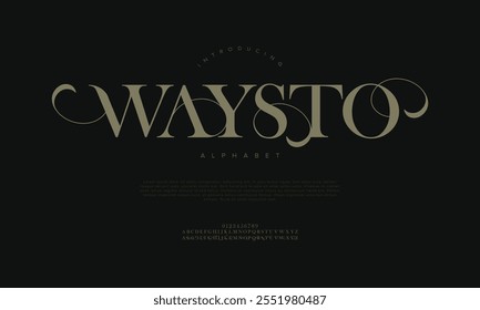 Waysto typography beauty fashion elegant minimalist serif italic fonts decorative wedding vintage retro logos. Minimal luxury font alphabet logo. Vector illustration