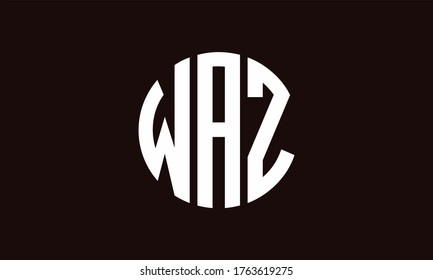 WAZ Circle Emblem Abstract Monogram Letter Mark Vector Logo Template