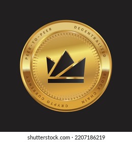 WazirX Cryptocurrency logo in black color concept on gold coin. WRX Token Block chain technology symbol. Vector illustration.