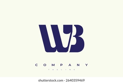 WB Abstract Geometric Logo Design. Modern and elegant logo design with simplistic typography elements, showcasing branding excellence.
