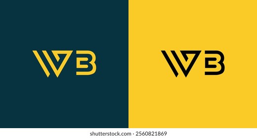 WB abstract minimalist letters Logo Monogram. It is a minimalist logo, this logo is made by combining two letters