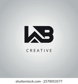 WB B W modern creative alphabet company logo design vector icon template.