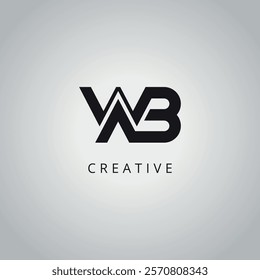 WB B W modern creative alphabet company logo design vector icon template