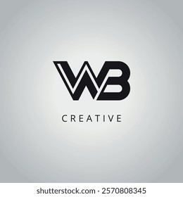 WB B W modern creative alphabet company logo design vector icon template