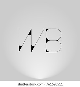 WB Black thin minimalist LOGO Design with Highlight on Gray background.