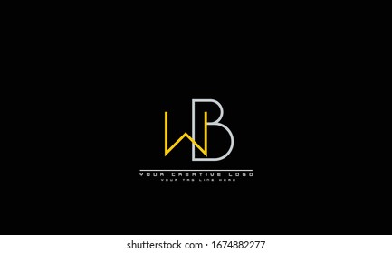 Plantilla de monograma del logotipo de vectores abstractos WB BW