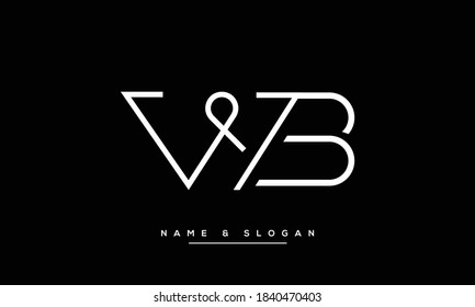 WB, BW, W, B Cartas abstractas Monograma del logotipo