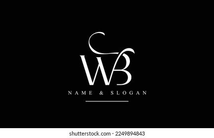 WB, BW, W, B abstract letters logo monogram