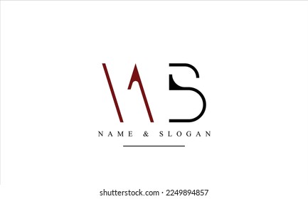 Monograma del logotipo de letras abstractas WB, BW, W, B