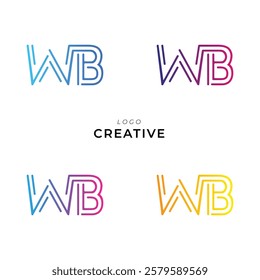 WB Creative Latter Logo Design. Monogram Design. By Custom Branding Logo. Creative Logo Design. Vector illustration. Modern Design. Logo Template.