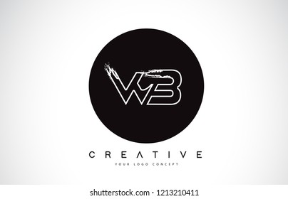 WB Creative Modern Logo Design Vetor with Orange and Black Colors. Monogram Stroke Letter Design.