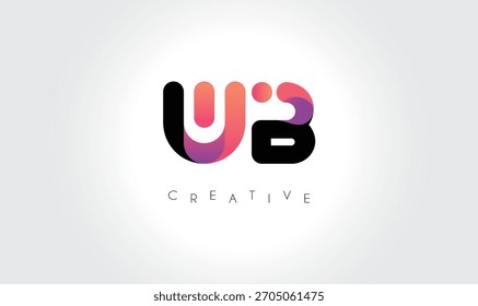 Logotipo abstrato gradiente WB com formas arredondadas criativas